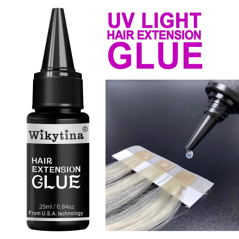 V Light Hair Extensions Set with UV Glue Hair Extension Kit Technology and Tools for Easy Application and Salon Quality Results