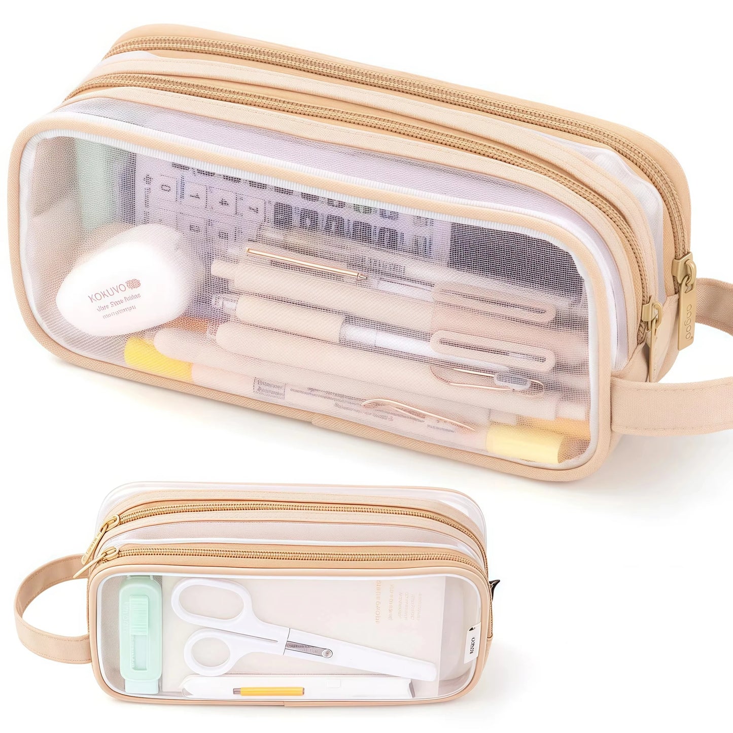Transparent Mesh Pen Bag for Carrying Student Exam Supplies,Large Capacity Storage for Stationery,Simple Design Pen Case