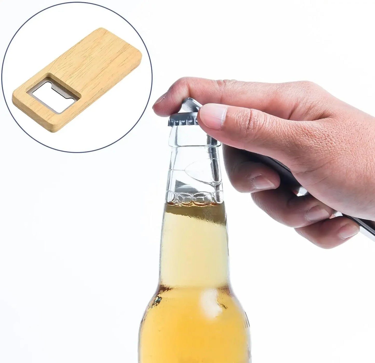 10-50PCS Wood Beer Bottle Opener with Wooden Handle Corkscrew Steel Square Openers Bar Kitchen Wedding Party Gift DIY Crafts