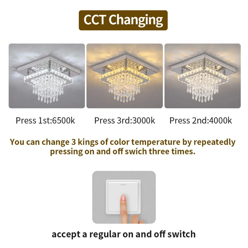 Modern Led Chandelier K9 Crystal Ceiling Lamp Fixture Bedroom Living Dining Room Pendant Light Lustres Home Decor Plafonnier Lum