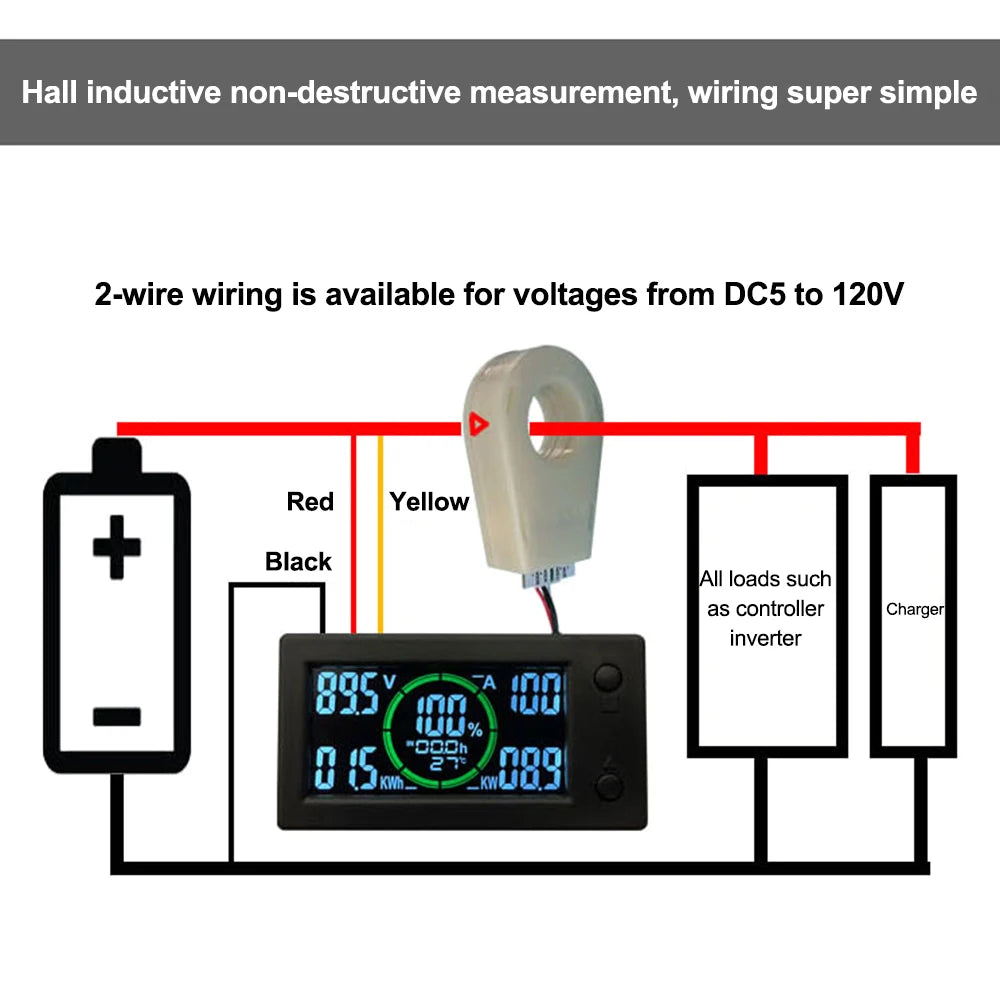Bluetooth DC 0~300v Battery Monitor Hall Coulomb Tester Digital Voltmeter Ammeter Capacity Power Electricity AH Voltage Meter