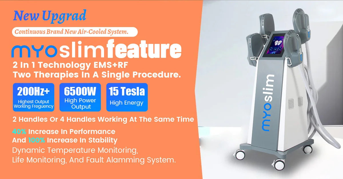 HIEMT 6500W RF 15T 200HZ MYOSLIM Body Shaping Machine Muscle Growth Fat Burn High-Intensity Electromagnetic Stimulator
