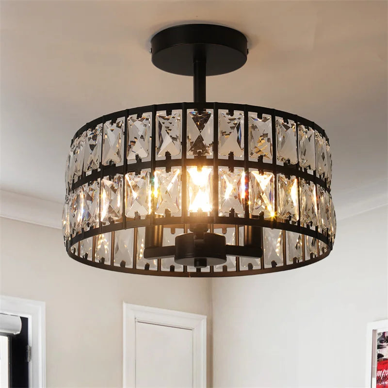 K9 Crystal Dining Table Pendant Lamp Bedroom Hanging Lamp Retro Luxury Style Suitable For Kitchen Plafon Ceiling Chandelier
