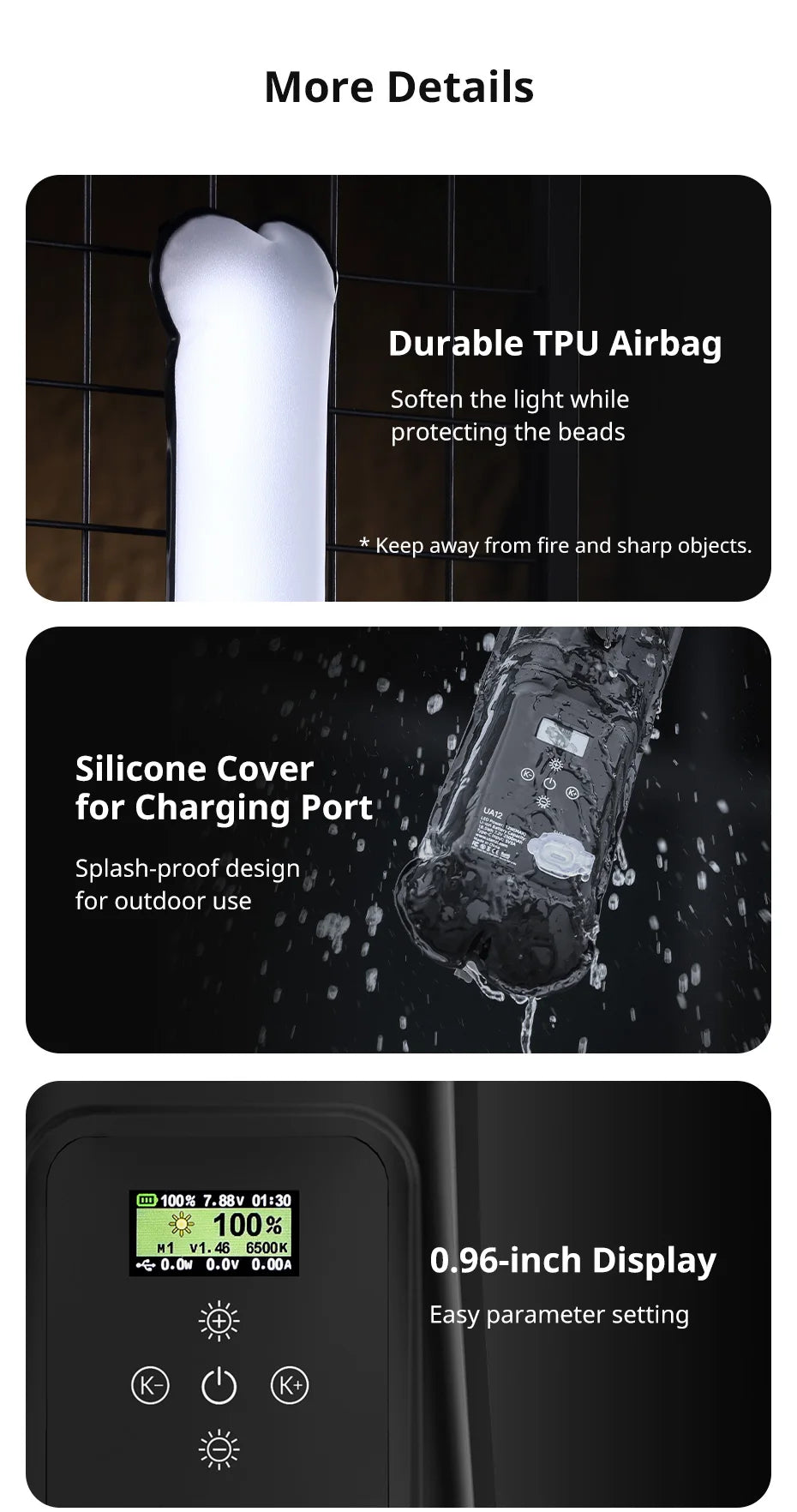 Ulanzi UA12 12W Inflatable Air Tube Light 2700K-6500K Bi-Color Light Wand Pocket Light Stick with Magnetic Mount for Livestream