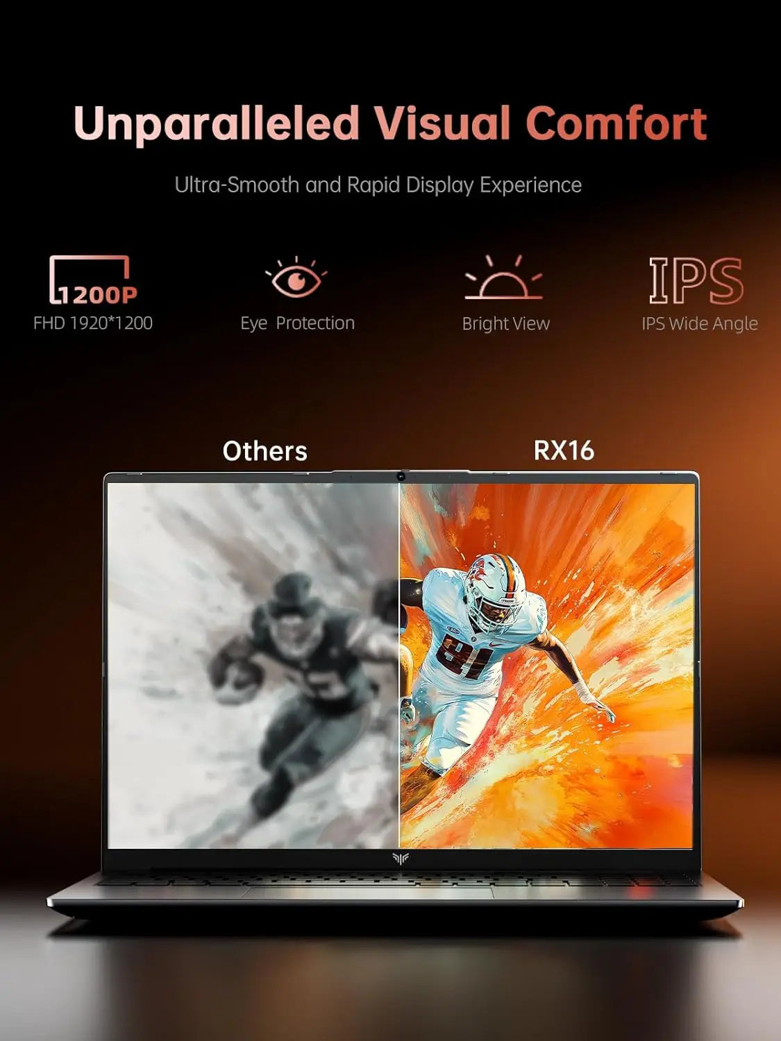 KAMRUI Gaming Laptop 16inch AMD Ryzen 9 6900HX 16GB LPDDR5 512GB M.2 NVMe PCIe3.0 SSD Radeon 680M Win11PRO WiFi6 Backlit KB Book