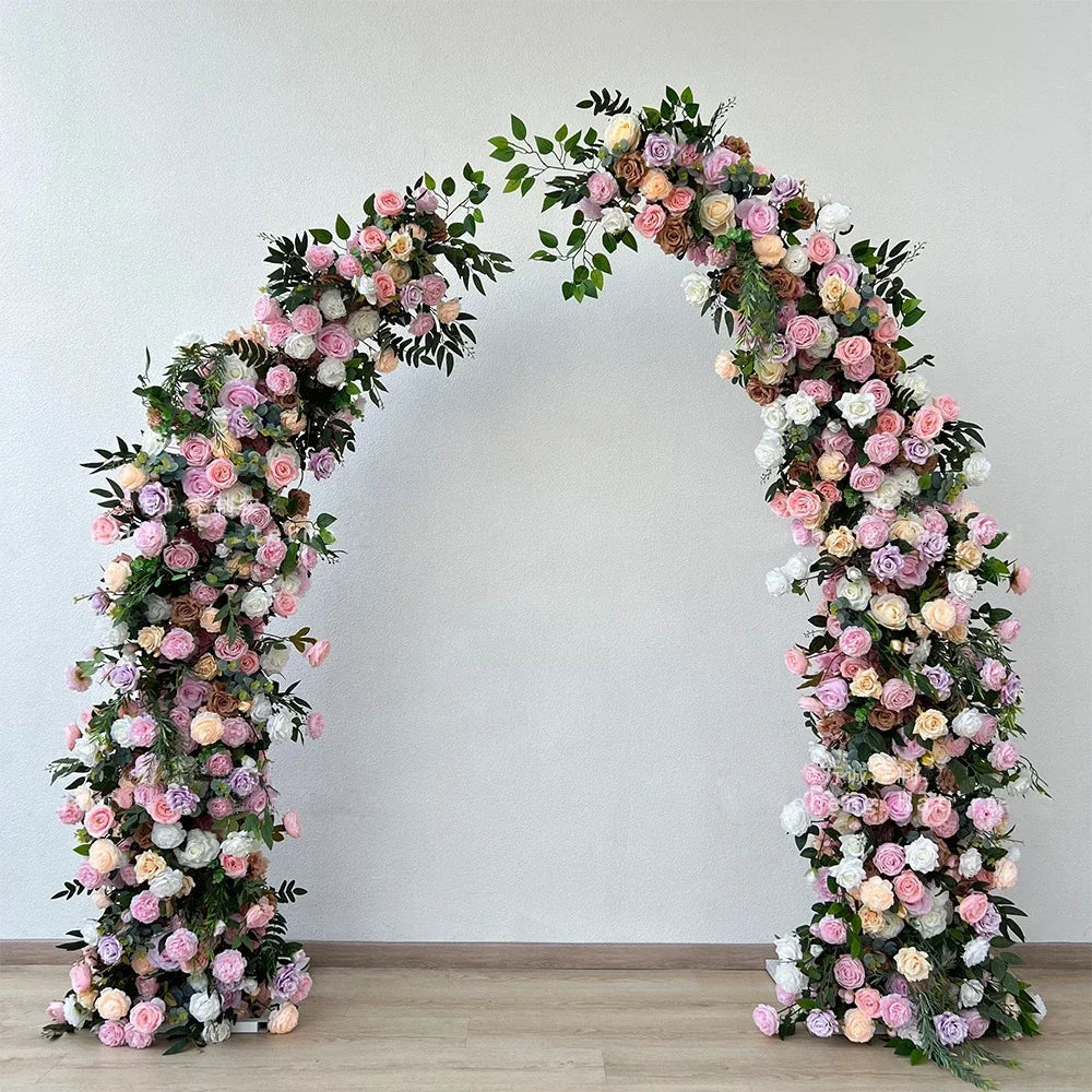 Trumpet Arch Artificial Flower Arrangement, Moon Shape, Wedding Background Props, Party Decoration, Luxury