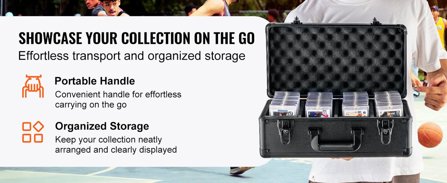 SucceBuy Graded Card Storage Box 4 Slots or 5Slots with Key Lock or Coded Lock Foam Dividers for 96/108/120/162 PSA Graded Cards