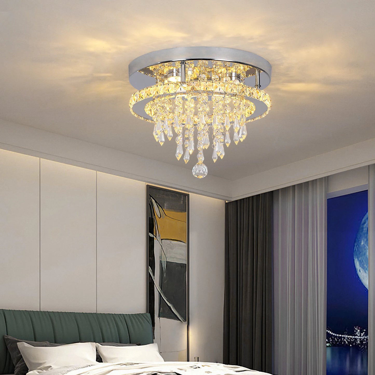 Modern K9 Crystal Chandelier Led For Dining Room Stainless Steel Ceiling Lamp Light Fixture Kitchen Lustres Luminaire Pendant