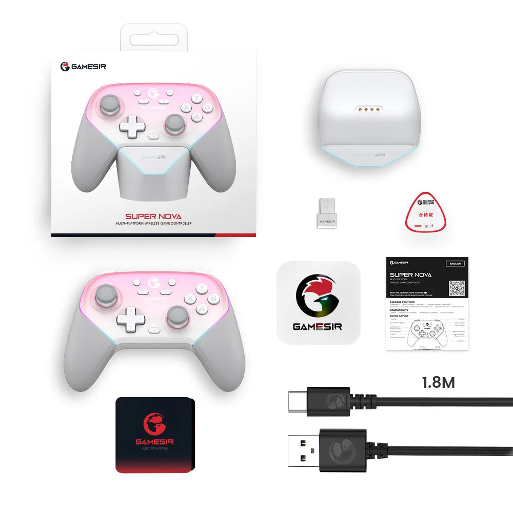 Original GameSir Super Nova Wireless Switch Controller with Charging Station, Hall Effect Joystick for PC Switch Android Phone