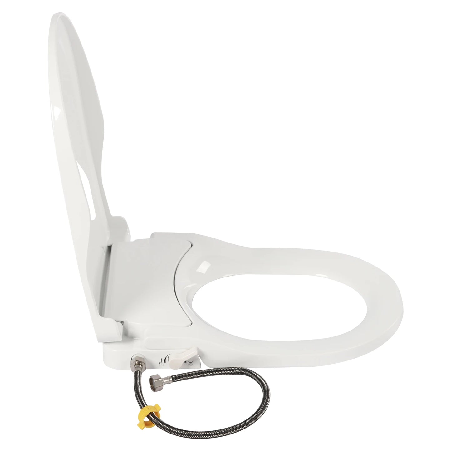 White D-Type PP Non-Electric Bidet Toilet Seat for Elongated Toilets Dual Nozzle System 48x35x7.8cm Bidet Seat