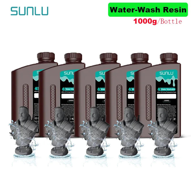 SUNLU 5KG Water Washable 3D Printer Resin 395-405nm 1kg 3D Resin Fast Curing 3D Resin for 2K 4K 8K LCD DLP SLA Resin 3D Printer