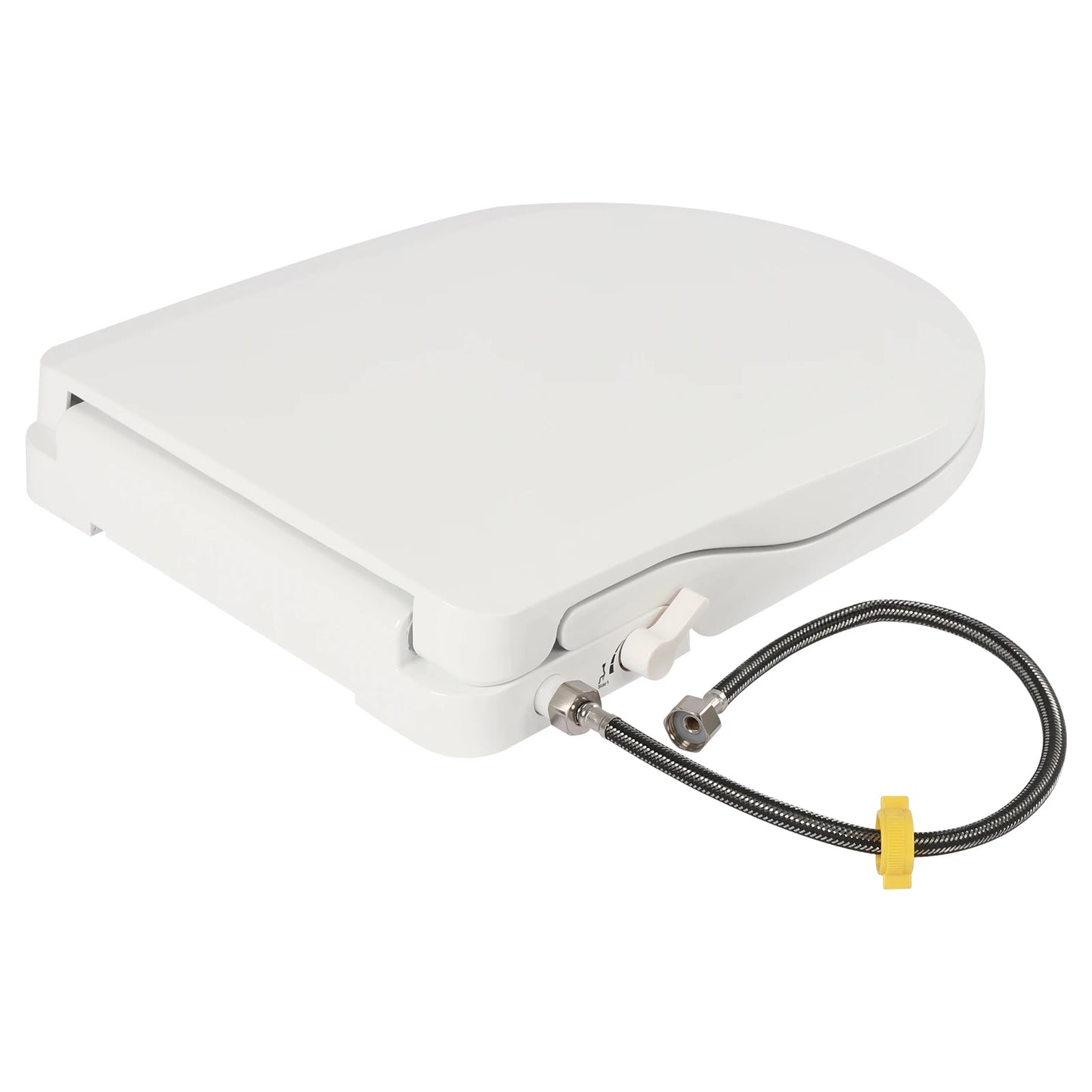 White D-Type PP Non-Electric Bidet Toilet Seat for Elongated Toilets Dual Nozzle System 48x35x7.8cm Bidet Seat