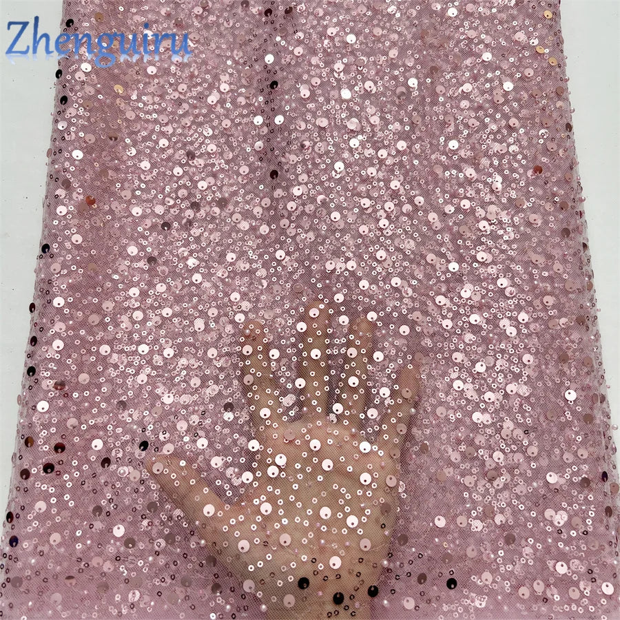 2025 French Tulle Lace Fabric African Heavy Silver Sequins Lace Fabric High Quality For Bridal Dress Luxury Evening Dress A3490