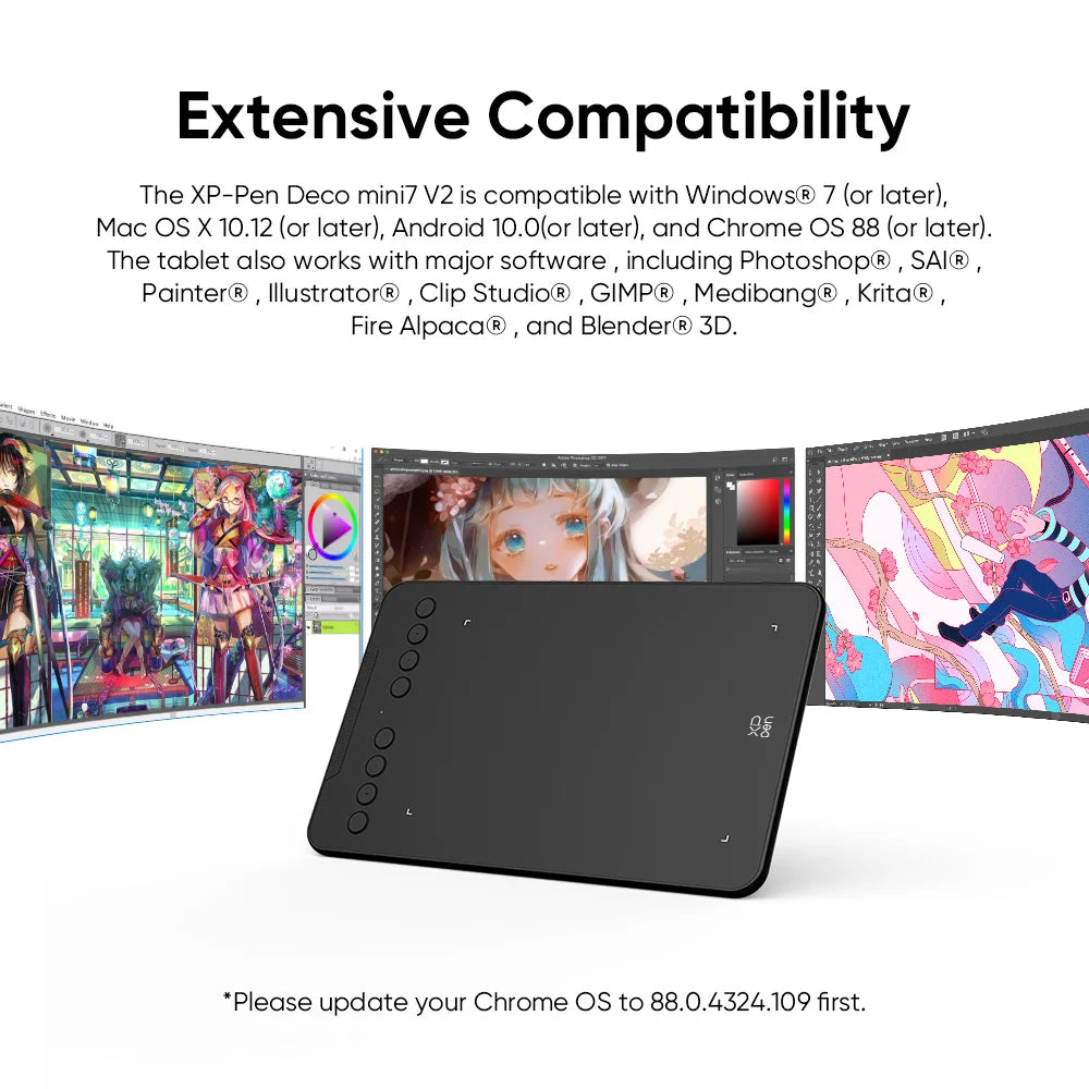 XPPen Deco Mini7 V2 Graphics Tablet 7‘’ Digital Drawing Tablet 16384 Levels for Android Mac Windows Online Education Art Design