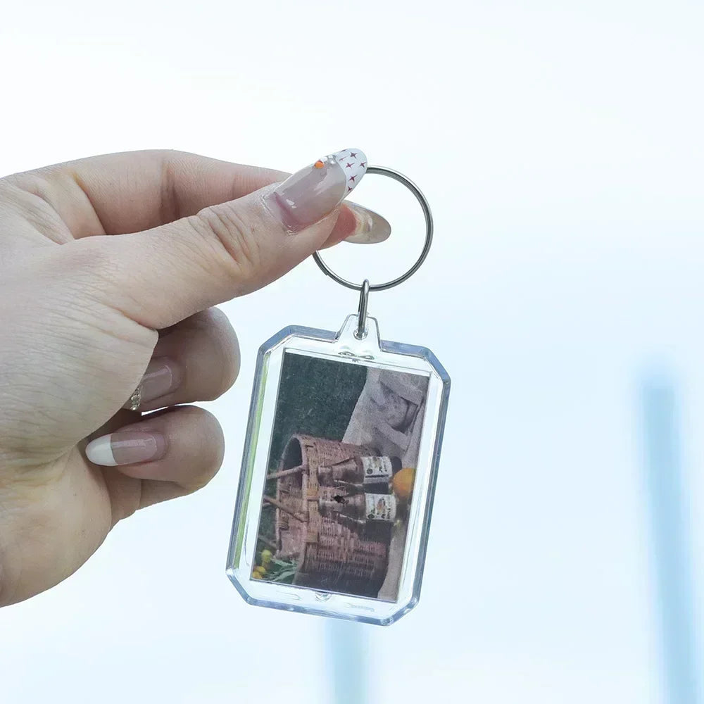 5/50pcs Transparent Rectangle Blank Clear Acrylic Insert Photo Picture Frame Keyring Keychain DIY Split Ring Key Chain 2035