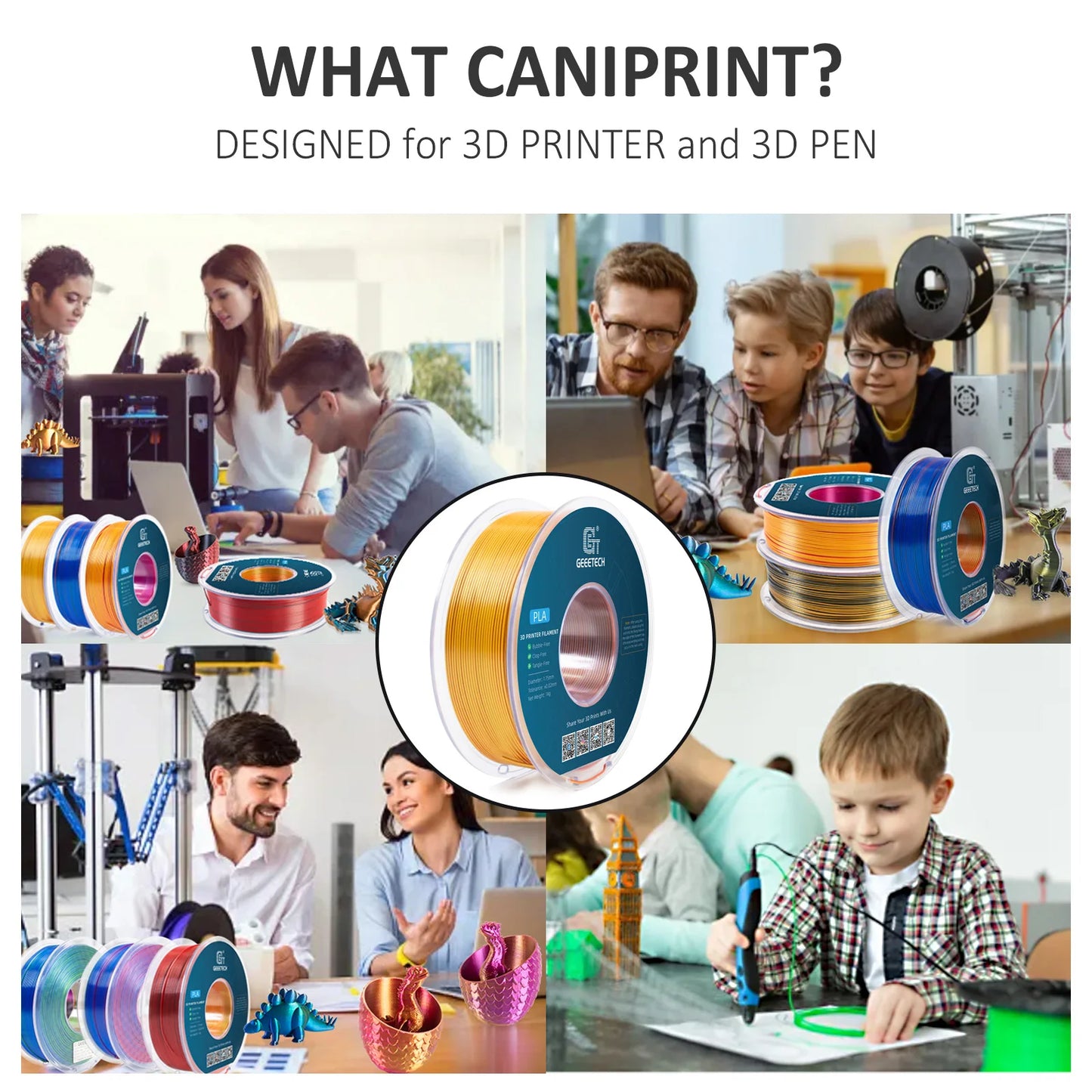 Geeetech 5Kg Three Tri Color Silk PLA Filament , 3D Filament 1,75 mm Spool Wire  (+/-0.03mm) Vacuum packaging, special color