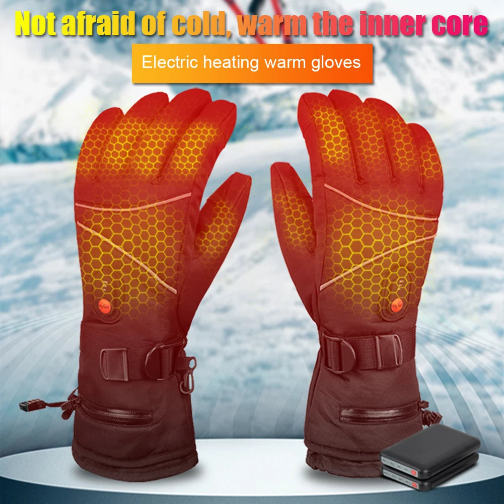 1 Pair Thermal Gloves Waterproof Electric Heating Gloves Touchscreen Men Women for Ski Cycling for Motorcycle for Sports Hiking