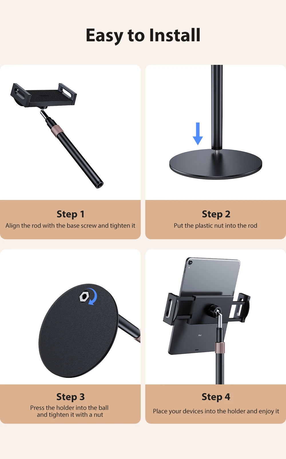 UPERFECT Portable Monitor VESA Stand for 15.6'' 17.3''  Adjustable 360° Swivel Bracket Tablet Holder Compatible with 4.7’’-17.3"