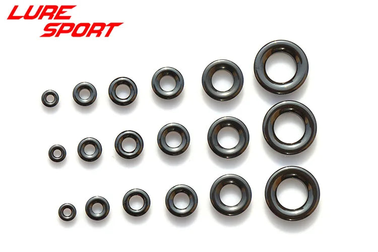 LureSport 12pcs 18pcs size 6-20 Thickening Alconite Ring Ceramic Black Guide Ring Rod Building component Repair DIY Accessory