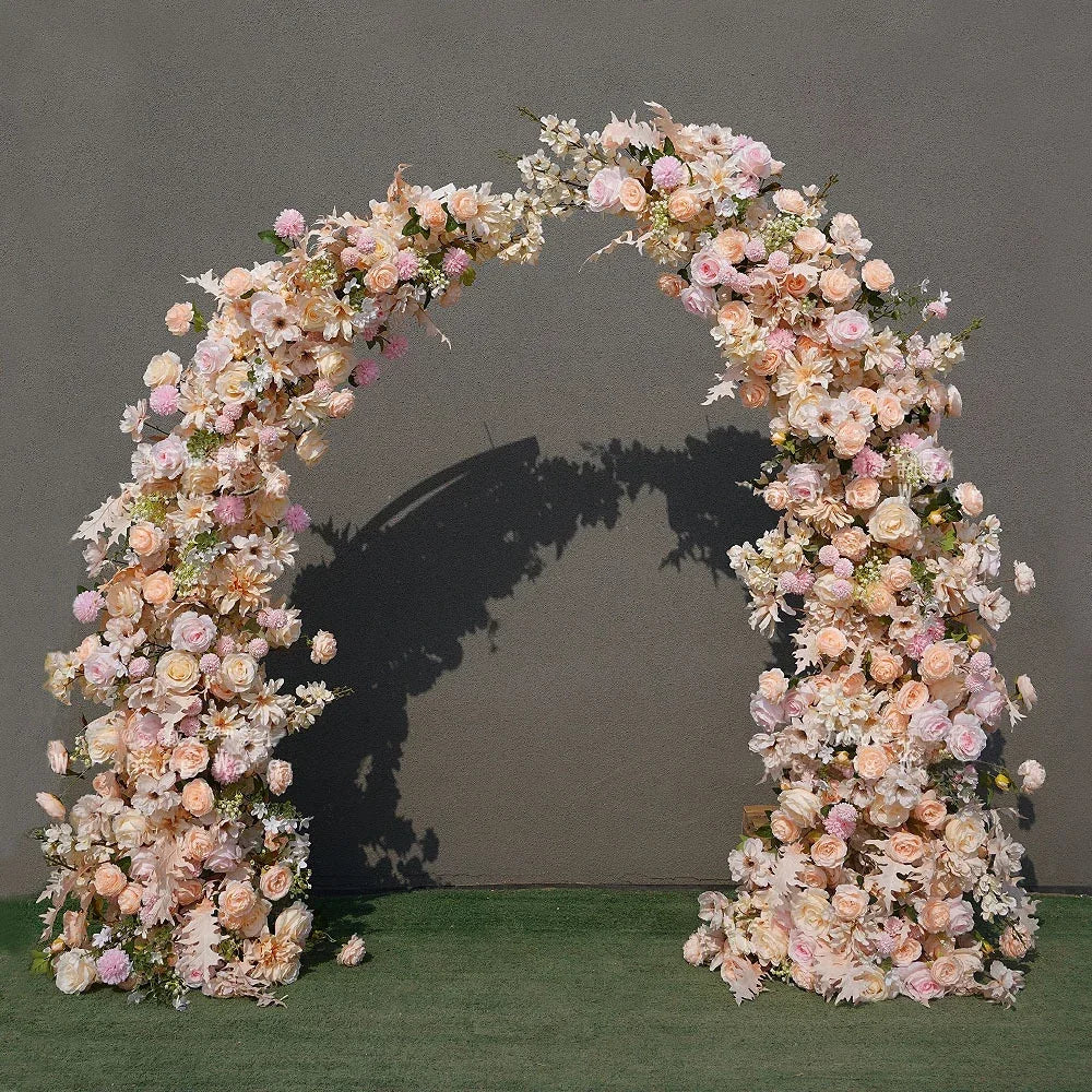 Trumpet Arch Artificial Flower Arrangement, Moon Shape, Wedding Background Props, Party Decoration, Luxury