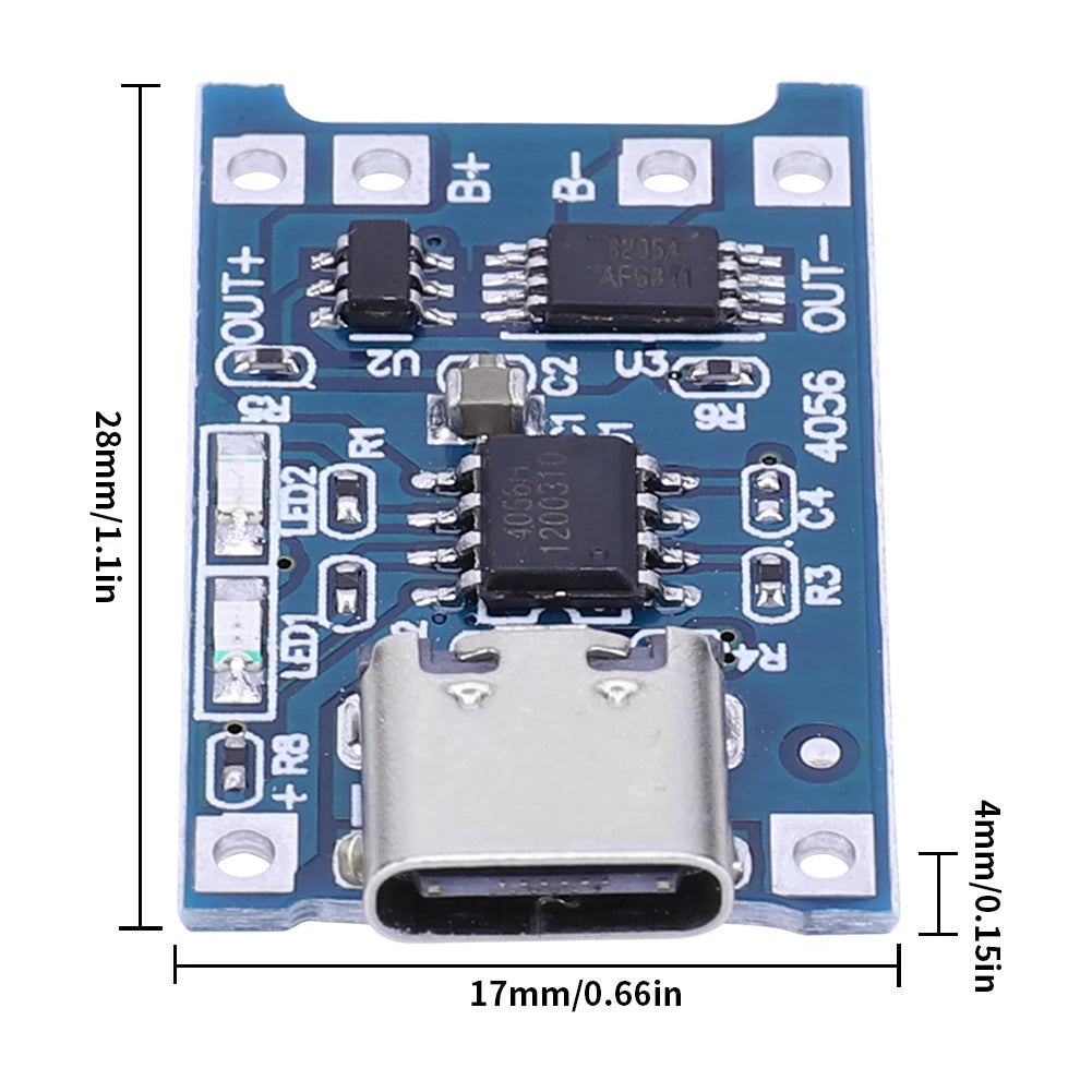 1-20PCS 5V 1A 18650 TP4056 Lithium Battery Charger Module Charging Board With Protection Dual Functions 1A Type-C/Micro/Mini USB
