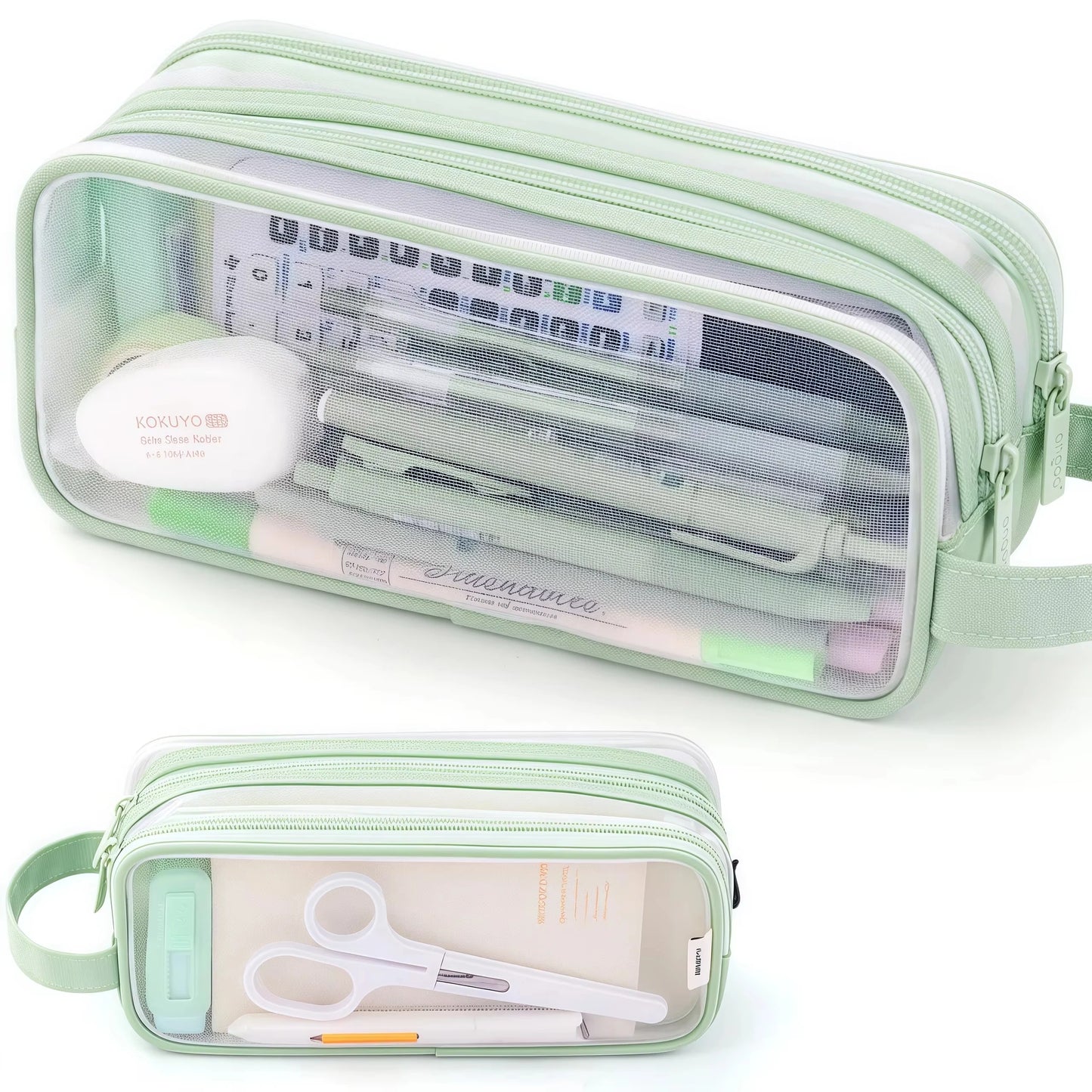 Transparent Mesh Pen Bag for Carrying Student Exam Supplies,Large Capacity Storage for Stationery,Simple Design Pen Case