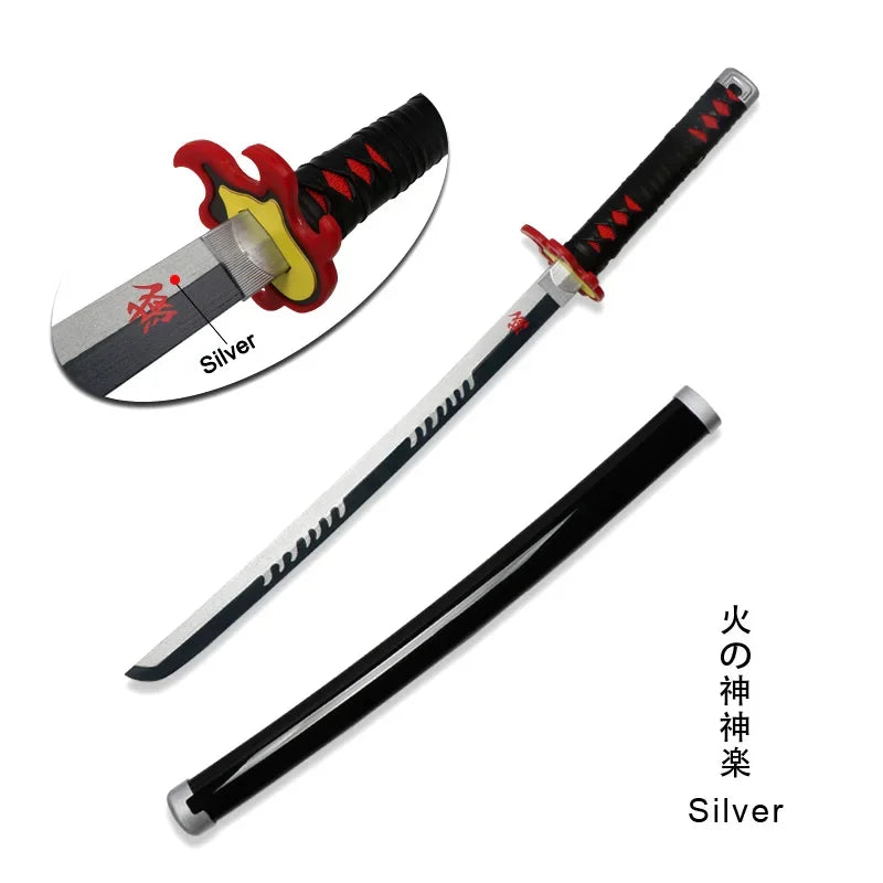 Anime Bamboo Katana 80cm /31.5in  Wooden Sword Cosplay  Props Giyuu Blue Tanjirou Kyoujurou Party Gift