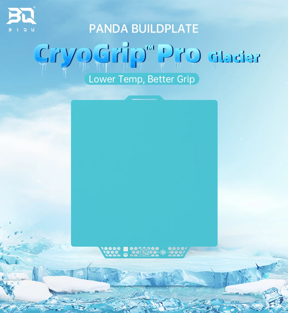 BIQU CryoGrip Pro Glacier Panda BuildPlate 180x180mm Plate Spring Steel Double-sided Textured for BambuLab A1 Mini 3D Printer