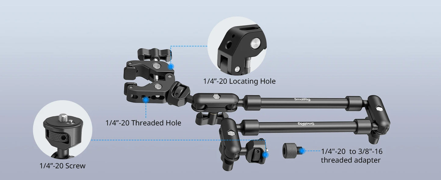 SmallRig Desktop Shooting Magic Arm with Crab Clamp Kit, Adjustable  Magic Arm for Smartphones, Webcams and Action Cameras 4766