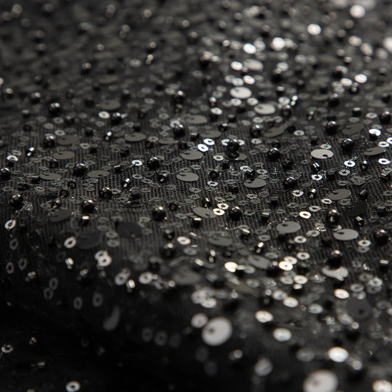 2025 French Tulle Lace Fabric African Heavy Silver Sequins Lace Fabric High Quality For Bridal Dress Luxury Evening Dress A3490