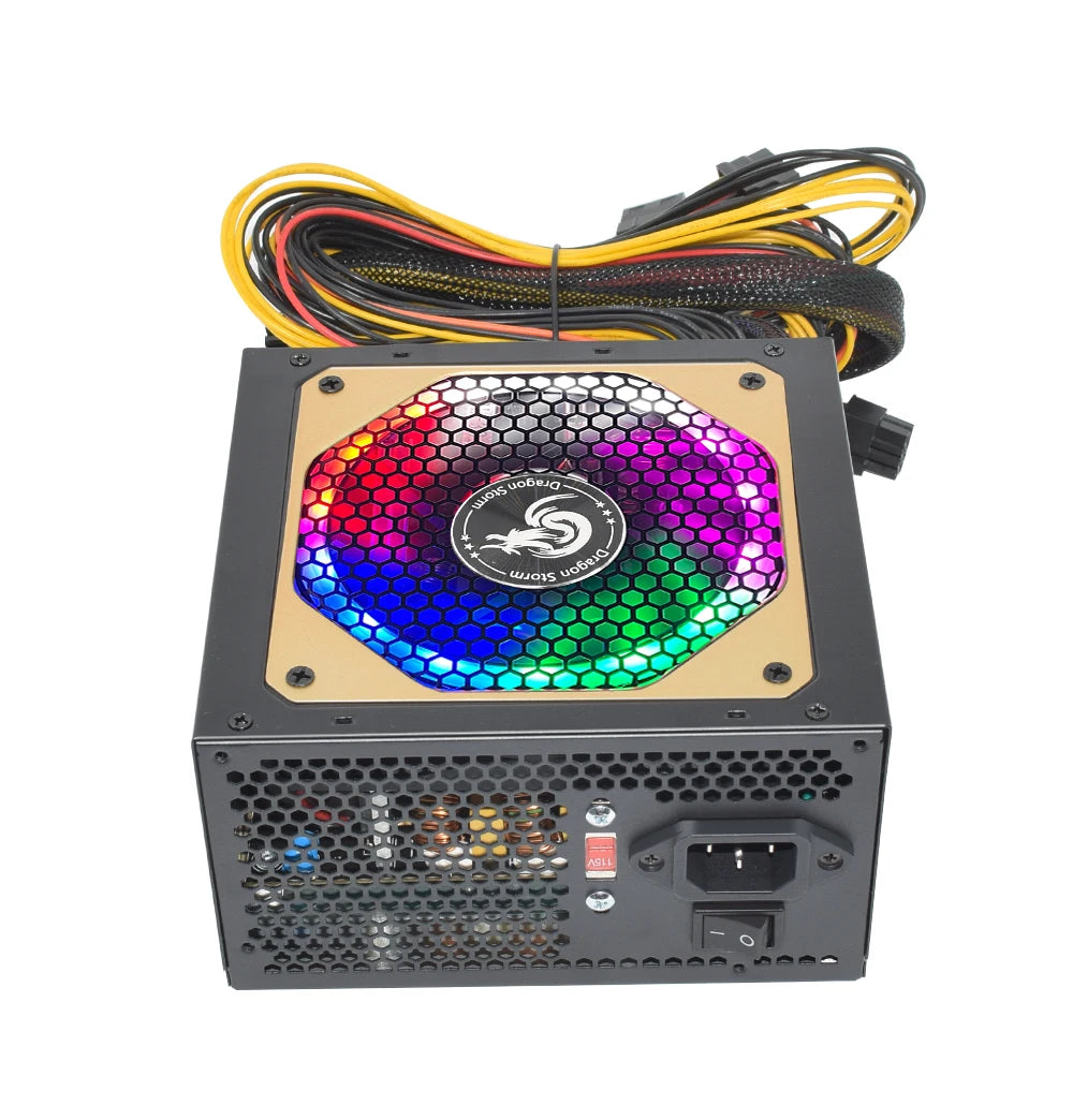 110/230V ATX 400W 600W RGB Colorful Silent Fan PSU 24Pin 12V Desktop E-Sports Video Game Computer Power Supply