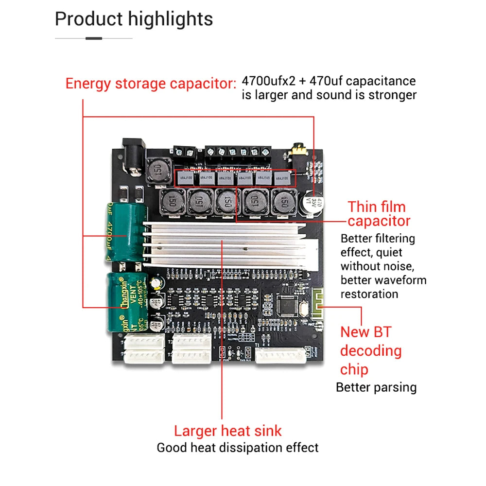 HIFI ZK-TB22/ZK-TB21F TPA3116 50w+50w+100wBluetooth 5.1 Audio Bass Power Amplifier Board Stereo Tweeter Subwoofer With Phone APP