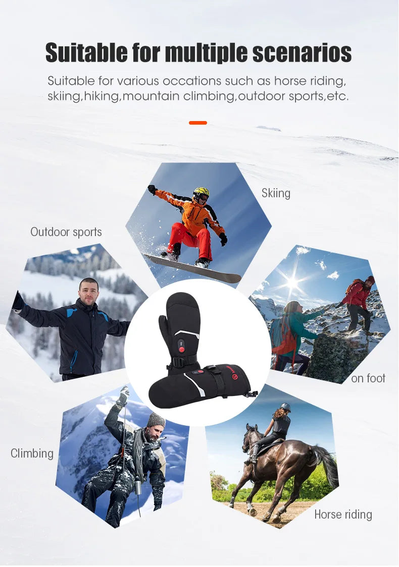 Waterproof Snowboard Cycling Motorcycle Bicycle Skiing Winter Gloves Crab Finger Style Heating Hand Warm Electric Thermal Gloves