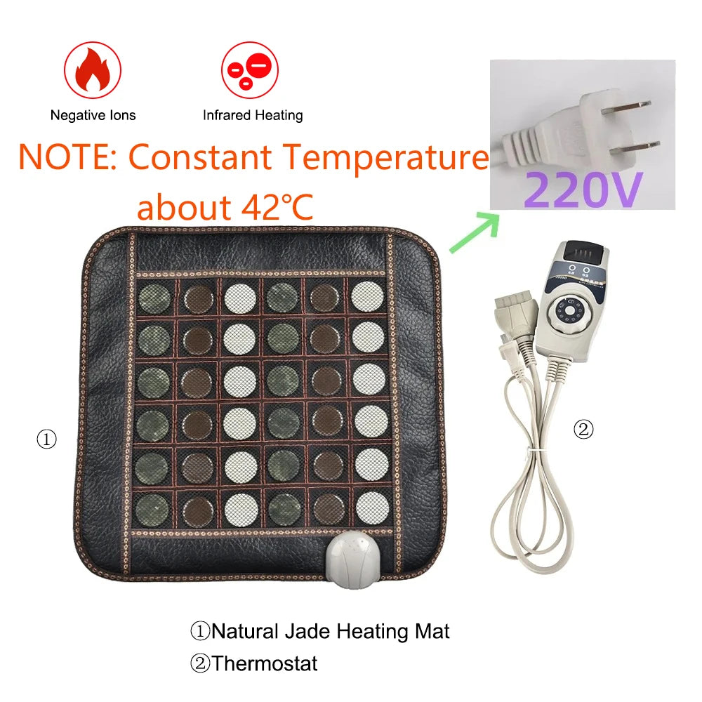 Heating Foot Massager Infrared Therapy Back and Neck Massage Mat Electric Blanket Natural Jade Stone Thermal Cushion Pain Relief