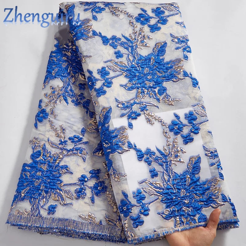 French Organza Brocade Lace Fabric 2025 High Quality Gilding Luxury Nigerian Lace Fabric Elegant Party Dress for Women A2579