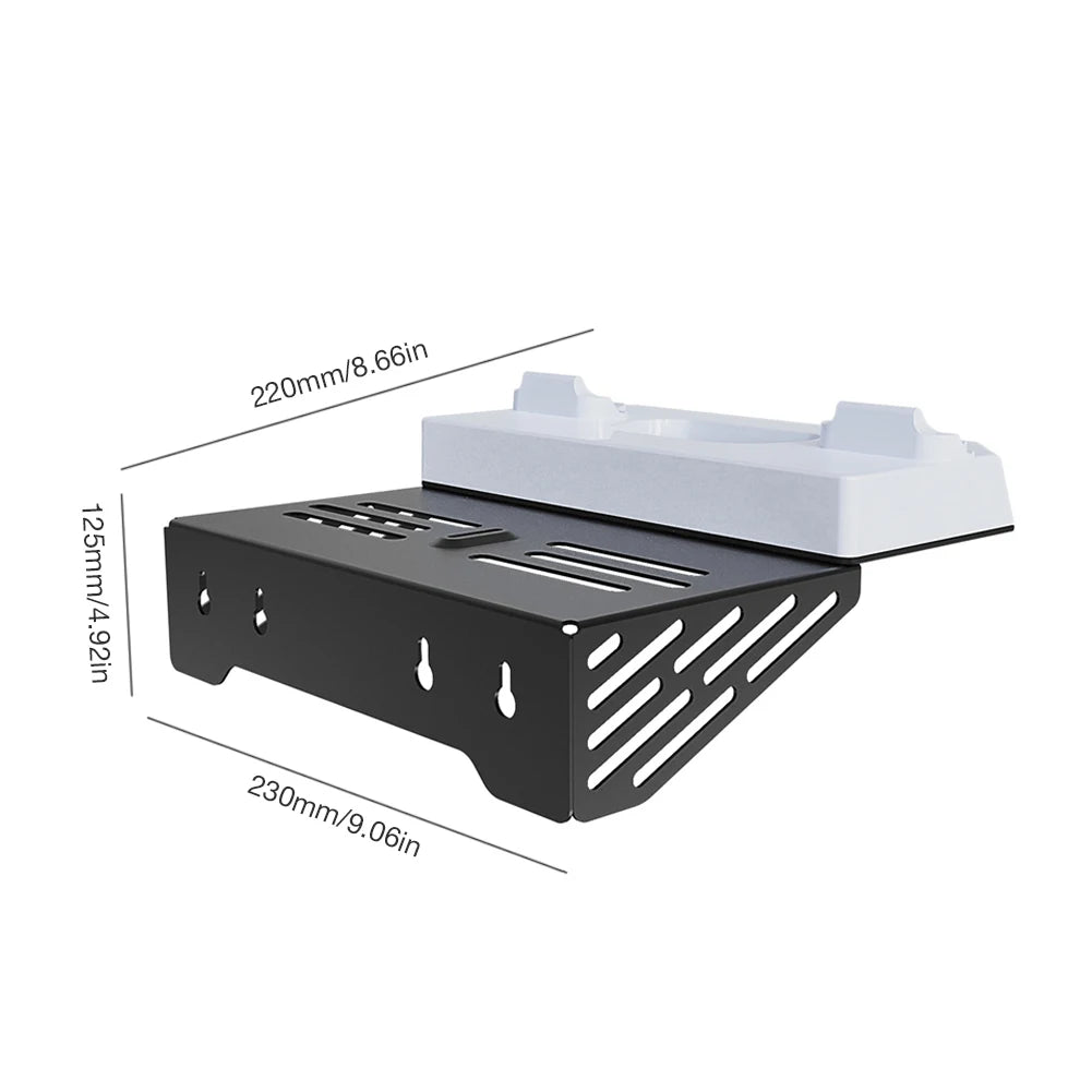 Shelf Floating Mount with Charging Station Wall Bracket Metal Wall Hanging Charger Stand for PS5 Slim/PS5 Console Disc & Digital