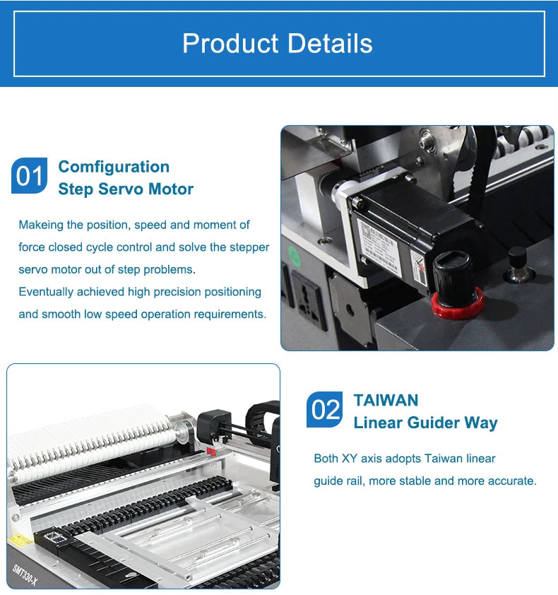 Stock in EU SMT330-X SMT Automatic Led Light SMD Equipment PCB Board Making Chip Mounter Small Desktop Pick and Place Machine
