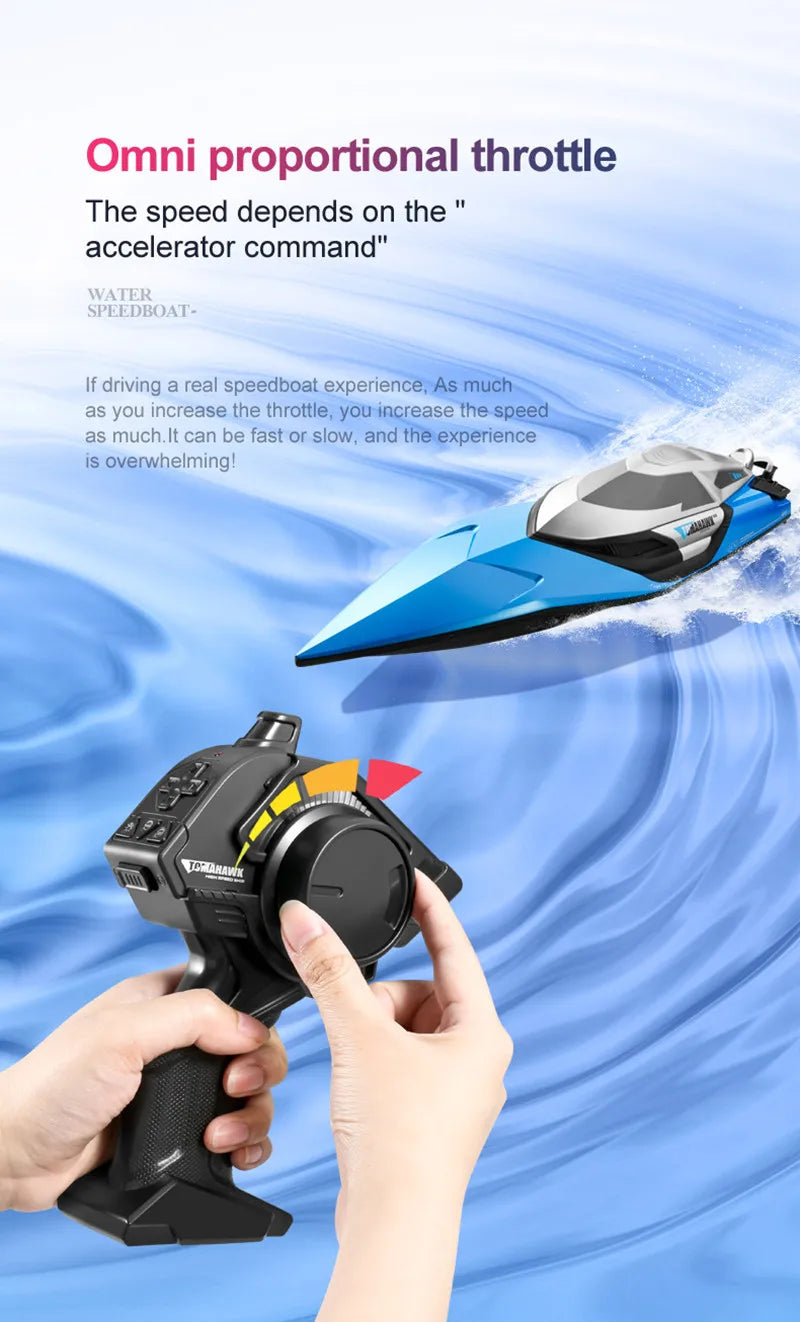 50CM Large Racing 70KM/H High Speed RC Boat 2.4G 200M Capsized Reset Dual Waterproof Smart Alarm Remote Control Boat Speedboat