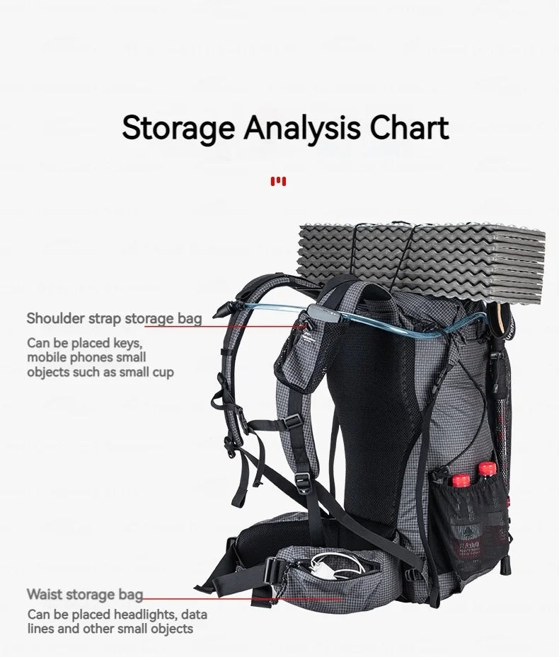 Naturehike Rock Series Camping Backpack 60 + 5L Large Capacity Travel Outdoor Bags 40 + 5L Ultralight Waterproof Hiking Backpack