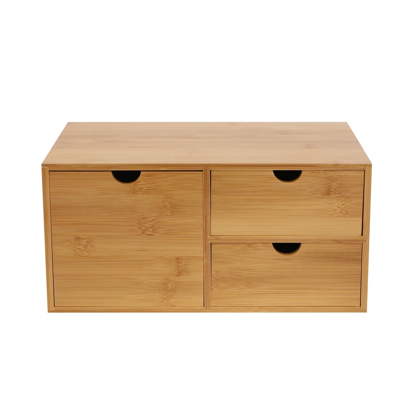 Bamboo Desk Drawer Organizer Tabletop Storage Cabinet Corner Desk Organizer W/3 Drawers for Home Office Supplies,33*19*16cm