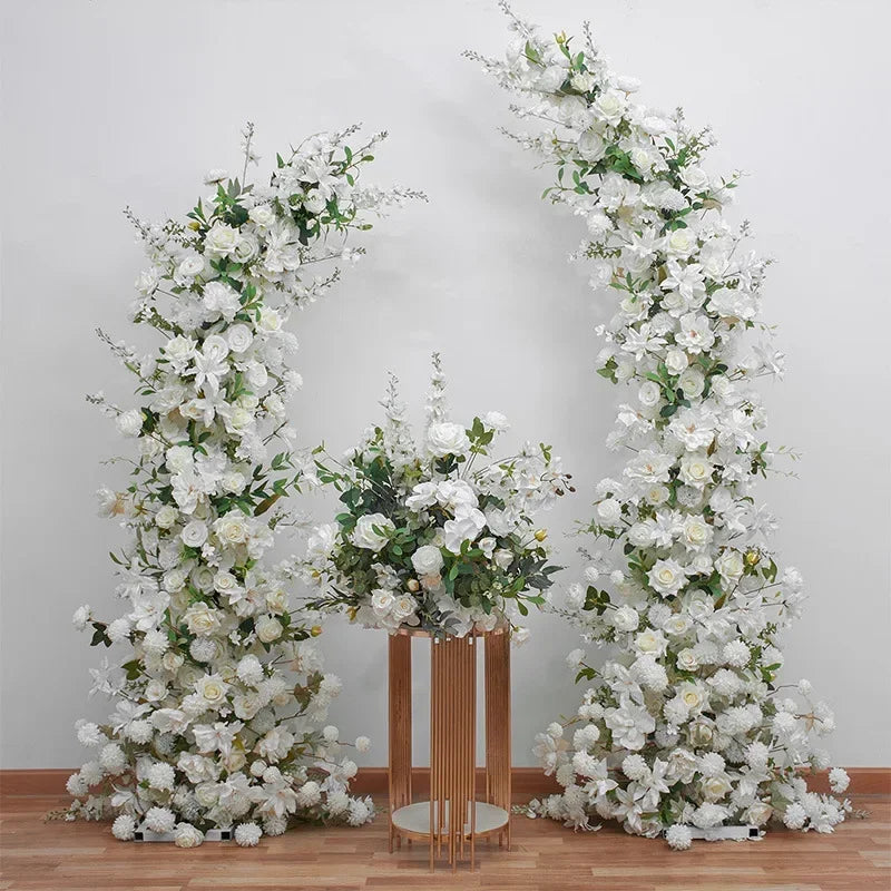 Trumpet Arch Artificial Flower Arrangement, Moon Shape, Wedding Background Props, Party Decoration, Luxury