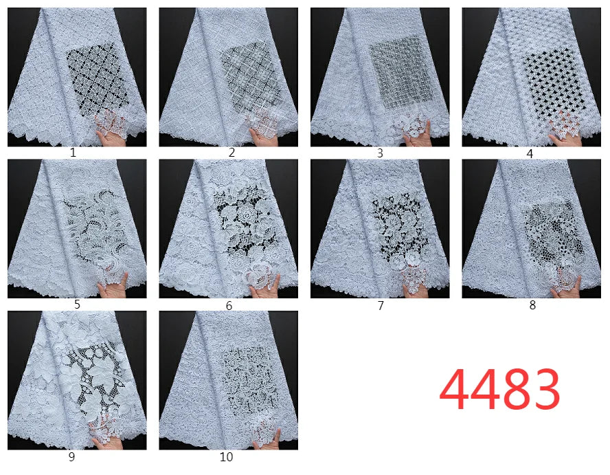 SJD LACE African Sequins Guipure Cord Lace Fabrics 5 Yards White 2026 New Nigerian Water Soluble Lace For Women Dresses Sew 4197