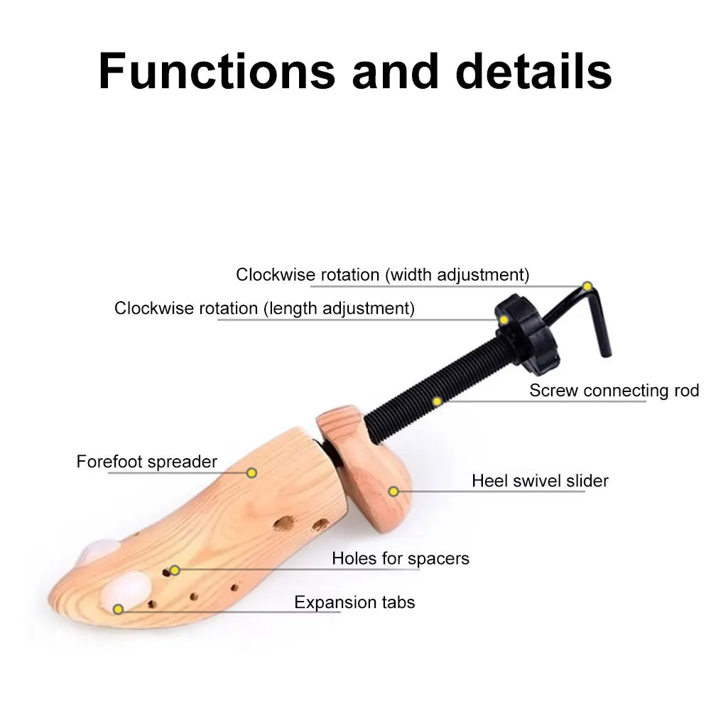 Wooden Shoe Stretcher Adjustable Length Width Shoe Trees Shoes Shaper Rack Professional Shoe Extender for Men Women