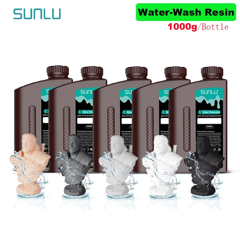 SUNLU 5KG Water Washable 3D Printer Resin 395-405nm 1kg 3D Resin Fast Curing 3D Resin for 2K 4K 8K LCD DLP SLA Resin 3D Printer