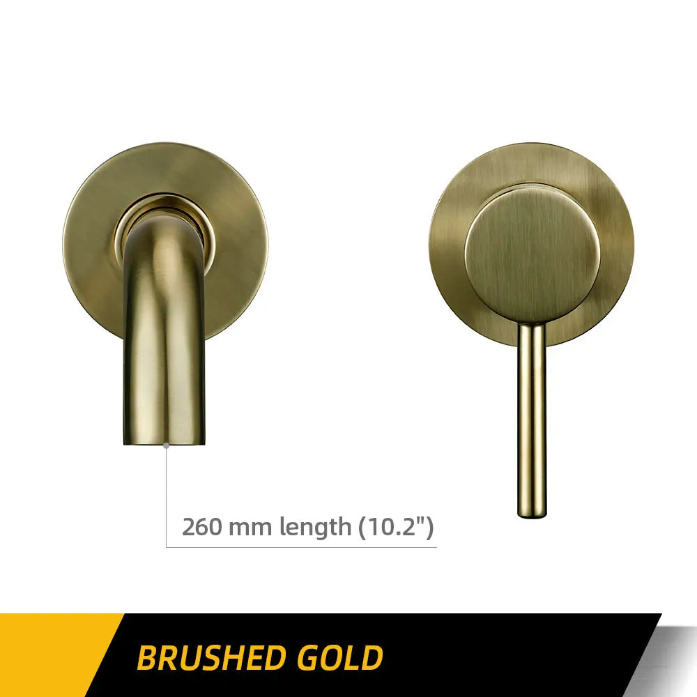 Bagnolux Ronda Stainless Steel Solid Brass Trim Taps 2 Hole Wall-Faucet Set Hot Anc Cold Water Bathroom Sink Mixer Small Tap