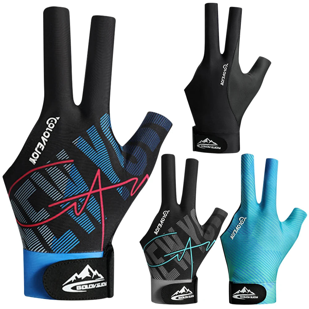 Billiards Glove Left Hand Anti-Slip 3 Finger Snooker Billiard Glove Adjustable Snooker Pool Gloves for Men Billiard Accessories