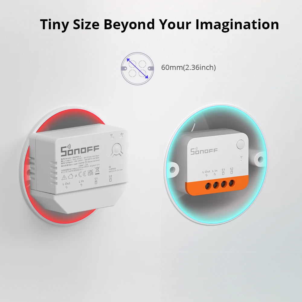 SONOFF ZBMINIL2 Smart Switch No Neutral Wire Required Smart Home 2 Way Wireless Control Work with eWeLink Alexa Google Home ZHA