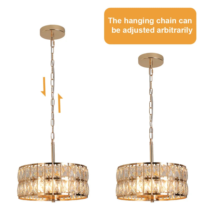 K9 Crystal Dining Table Pendant Lamp Bedroom Hanging Lamp Retro Luxury Style Suitable For Kitchen Plafon Ceiling Chandelier