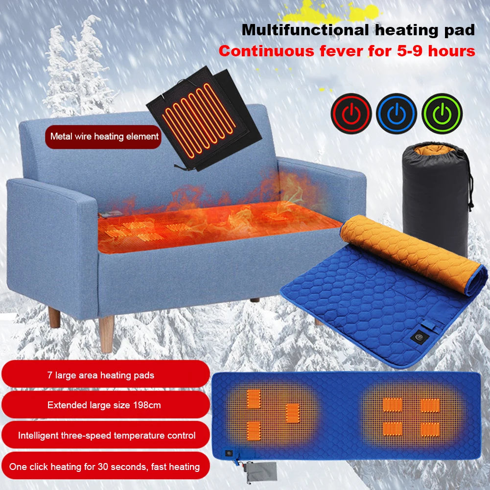 3-Level Adjustable USB Heating Sleeping Mat Electric Heating Pads Outdoor Camping Tent Sleeping Mattress Thermalpad Foot Warmer