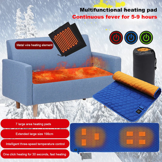 3-Level Adjustable USB Heating Sleeping Mat Electric Heating Pads Outdoor Camping Tent Sleeping Mattress Thermalpad Foot Warmer